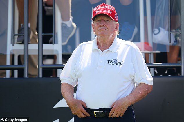 Biden also called Trump, seen here last August at his Bedminister club, out of shape. Trump recently said that Biden doesn't even know if he is alive