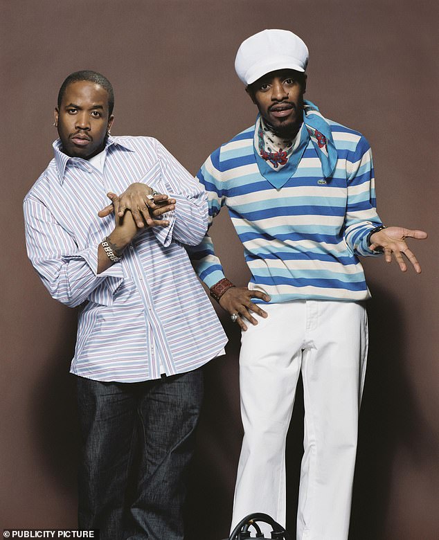 Holding firm amidst this 'feel good' top ten, hip hop duo Outkast's once-ubiquitous early 2000s hit 'Hey Ya' claimed fifth place, featuring rappers Big Boi's tune and André 3000 (pictured above) landing at 106 out of 993 playlists (10.7 percent)