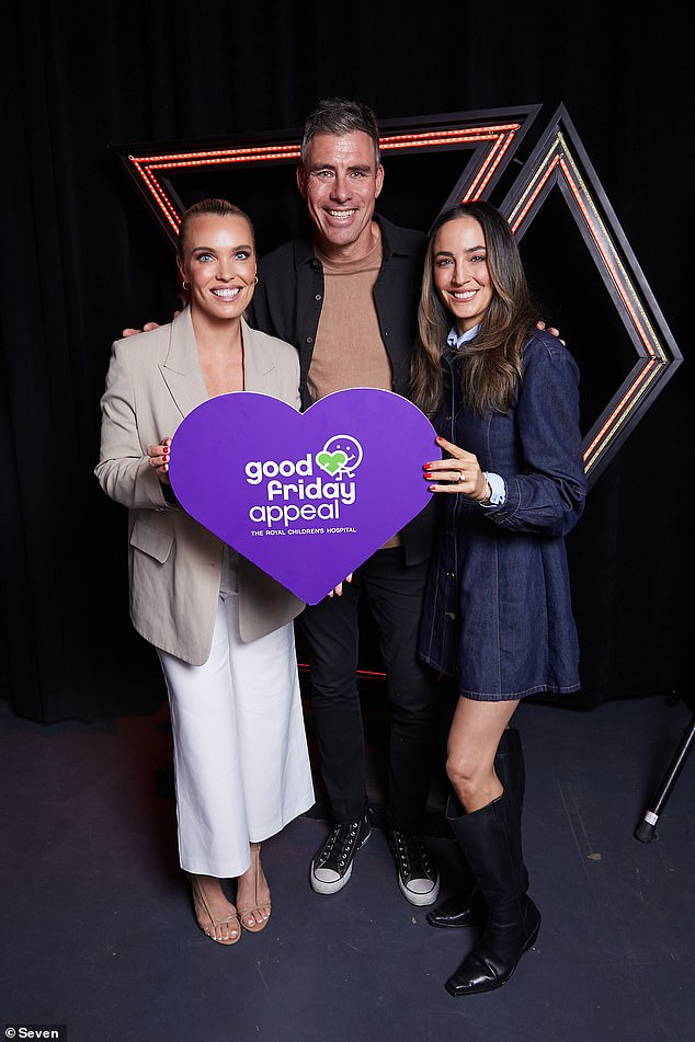 Seven sports presenters, Abbey Holmes and Matthew Richardson, were also seen posing on the red carpet with presenter Abbey Gelmi.