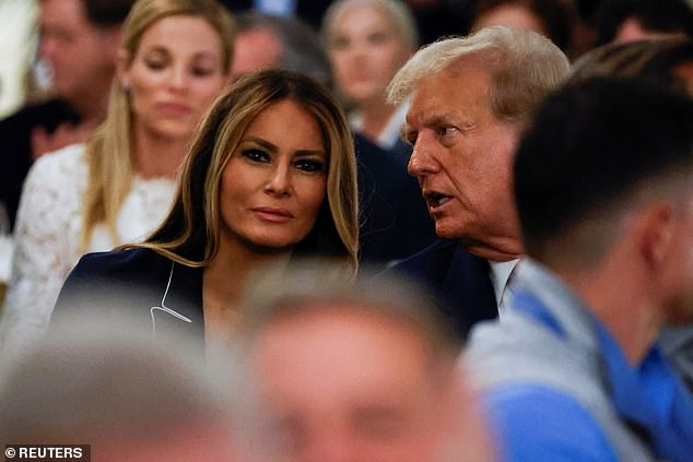 Melania was last seen with her husband as he accepted his awards and gave a short speech about the joy he felt playing at his West Palm Beach golf club on Sunday night.