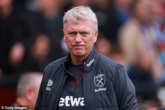 LONDON, ENGLAND - MARCH 17: West Ham manager David Moyes during the Premier League match between West Ham United and Aston Villa at the London Stadium on March 17, 2024 in London, England. (Photo by Marc Atkins/Getty Images) (Photo by Marc Atkins/Getty Images)