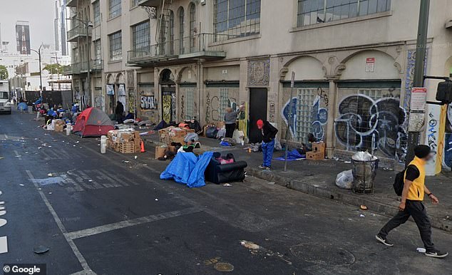 Homelessness in downtown Los Angeles in particular has skyrocketed since the pandemic, with more than 10,000 more homeless people on the streets since 2019.