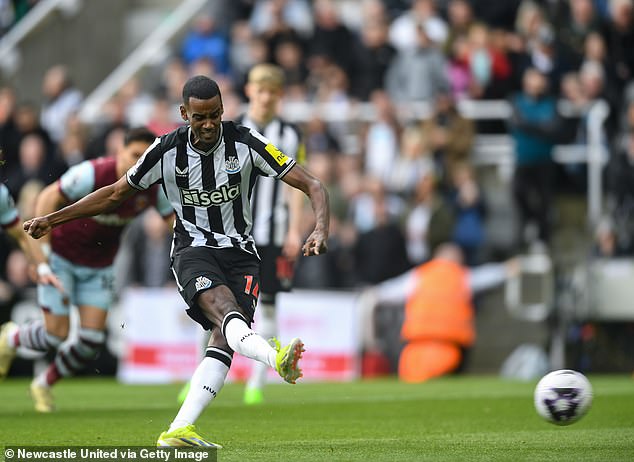 Isak was clinical from the penalty spot and scored twice from 12 yards against West Ham.