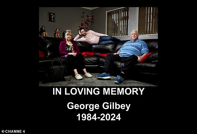 As the credits rolled, a photo of George with his parents during his time on the series was shown with the caption: 'IN LOVING MEMORY George Gilbey 1984-2024'.