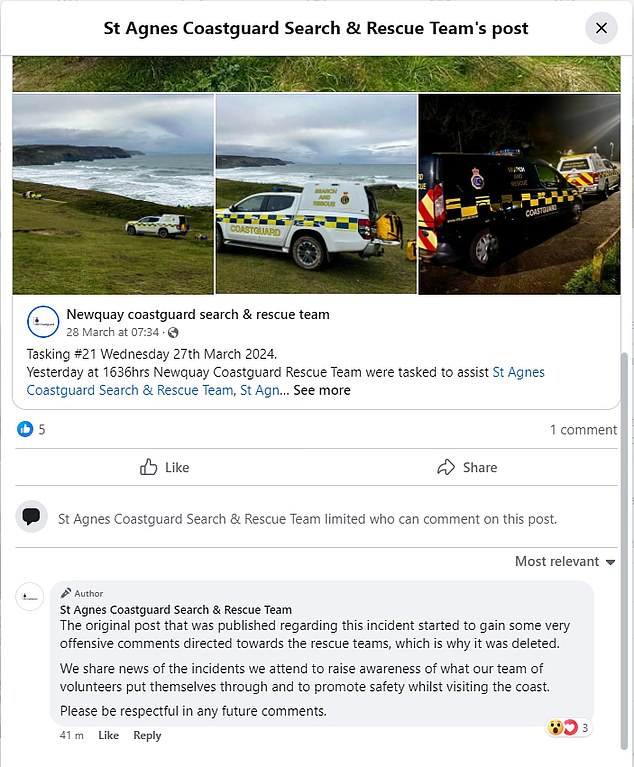 1711816773 274 Coastguard rescuers face online abuse because they were unable to