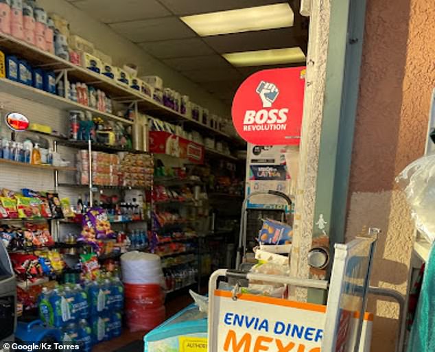 A narrow hole in the wall with shelves filled with snacks and other items, the store is not far from the skid row neighborhood.