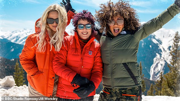 The 2002 series, which was also hosted by Ruby Wax (C), followed the trio as they retraced the steps of Victorian explorer Isabella Bird through the Rocky Mountains.
