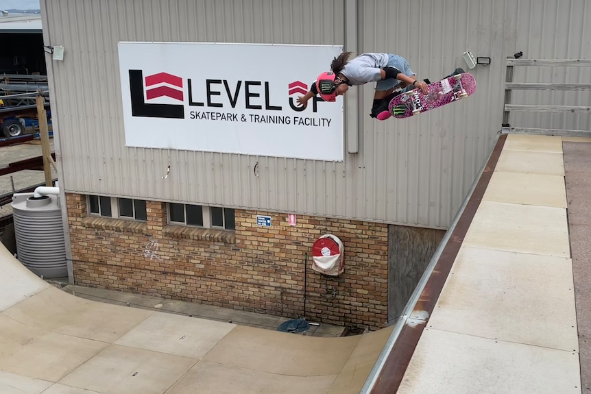 Arisa Trew, a 13-year-old skater from the Gold Coast, at Level Up Academy in Currumbin Waters