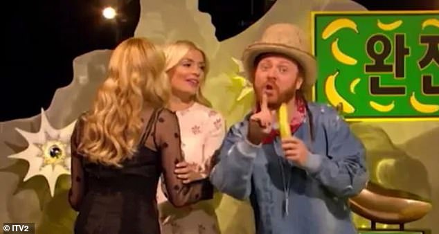 The comedian, 50, suggestively made the television presenter, 43, eat a banana on the panel show six years ago