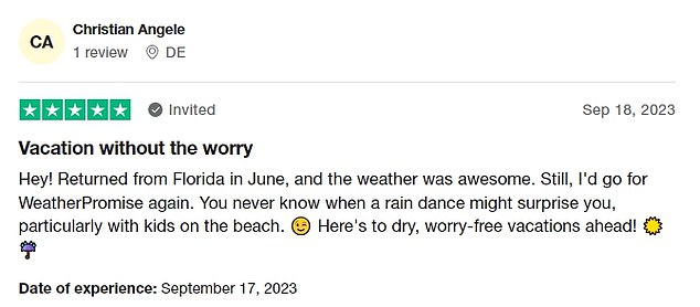 Months after its launch, WeatherPromises received a 4.2 rating on travel website Trustpilot.
