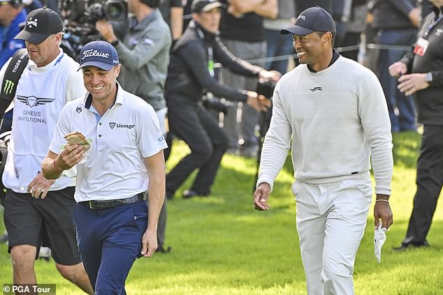 Woods and Thomas (left) are good friends and will both compete in the 2024 Masters.