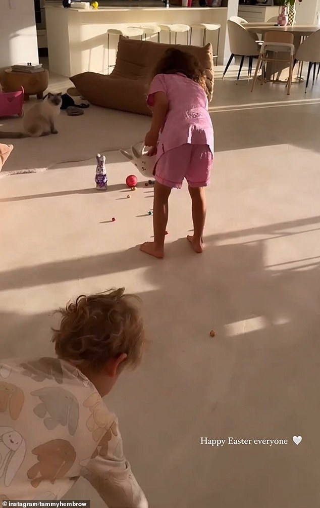 Tammy Hembrow also marked the occasion by sharing a video of her children enthusiastically picking up chocolates placed in the living room.