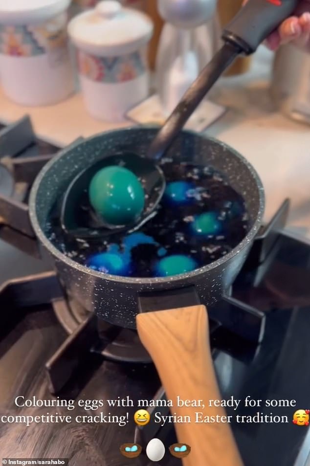 She shared a video of her mother Samia dyeing eggs bright blue while engaging with Syrian Easter traditions.
