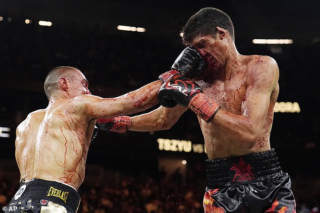 Both fighters were covered in blood for most of Sunday's fight.