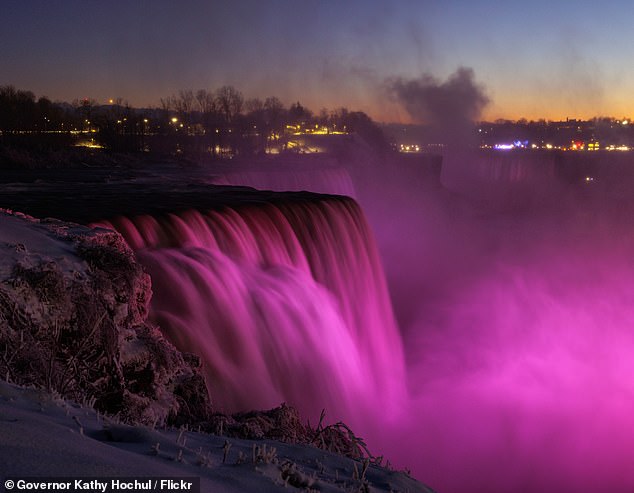 Niagara Falls is lit up for Trans Visibility Day in 2022, and the same light show will be used again this year.