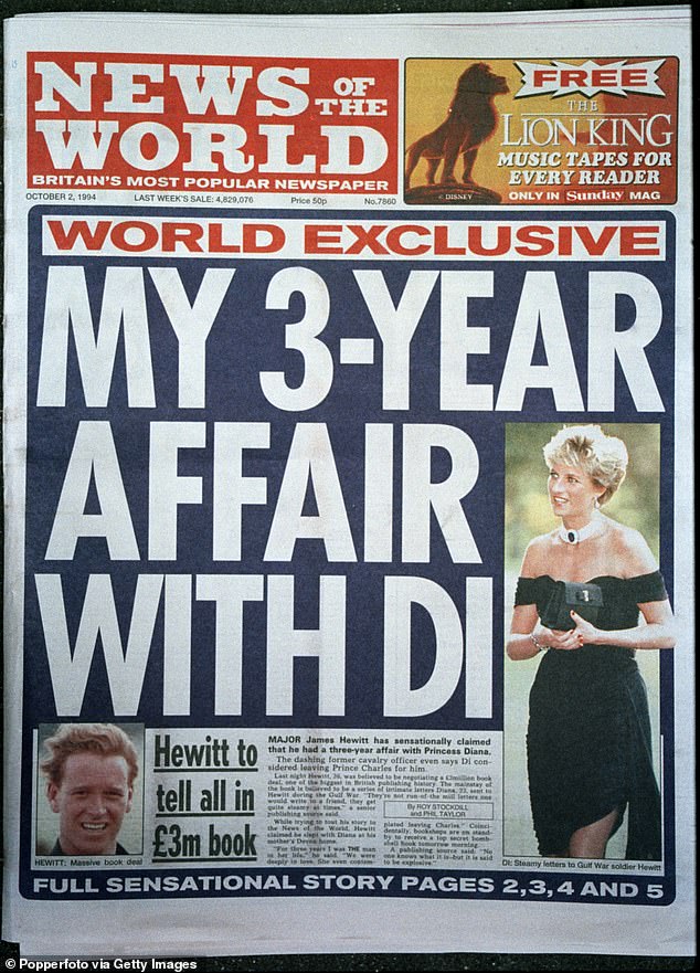 Diana's romance with former army officer James Hewitt was explosive news.