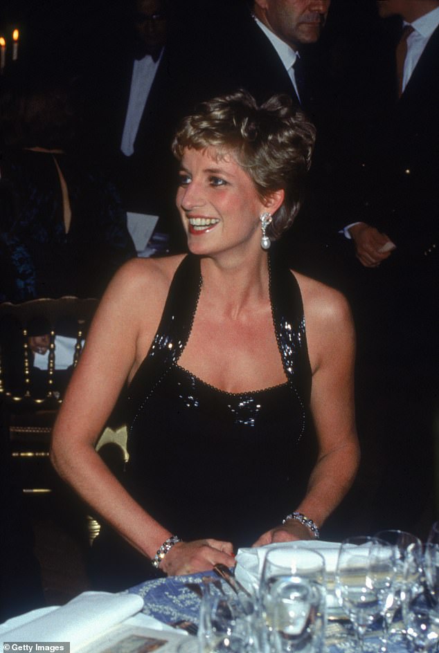 A happier Diana appears in a Catherine Walker dress at Versailles in November 1994.