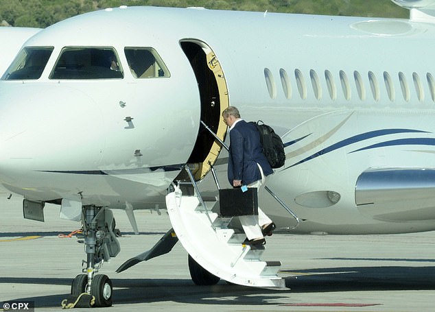 Prince Andrew uses a private jet when leaving Sardinia in 2010