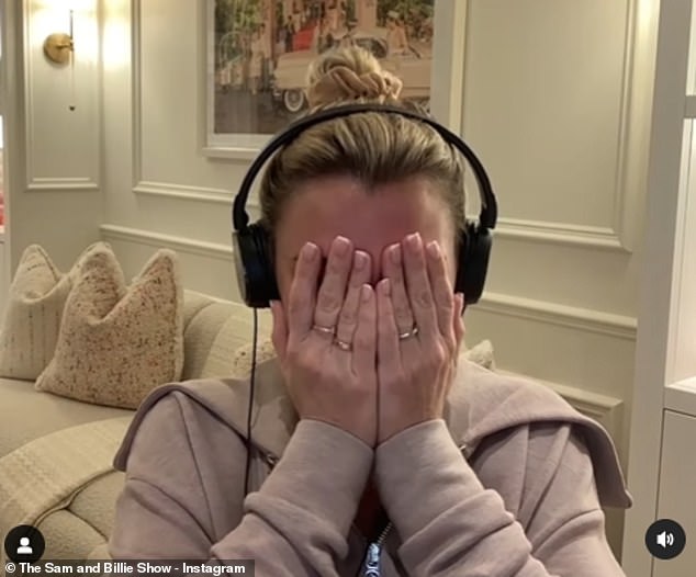 Speaking about the family emergency with her sister Sam on the couple's podcast The Sam & Billie Show, Billie struggled to contain her emotions while covering her face.
