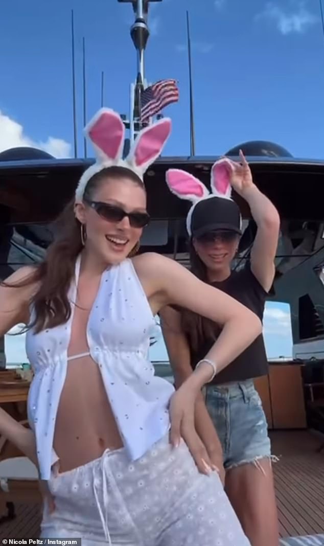 Meanwhile, Victoria Beckham, 49, dressed up with her daughter-in-law Nicola Peltz, 29, during their Easter getaway in the US.