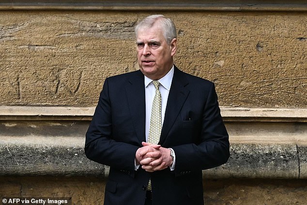 In Prince William's absence, the Royal Family was led to the chapel by Prince Andrew and his ex-wife Sarah, the Duchess of York.