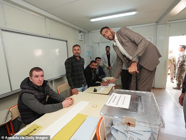 He cast his vote for the municipal elections in the Derik district of Mardin, Turkiye, on March 31, 2024.