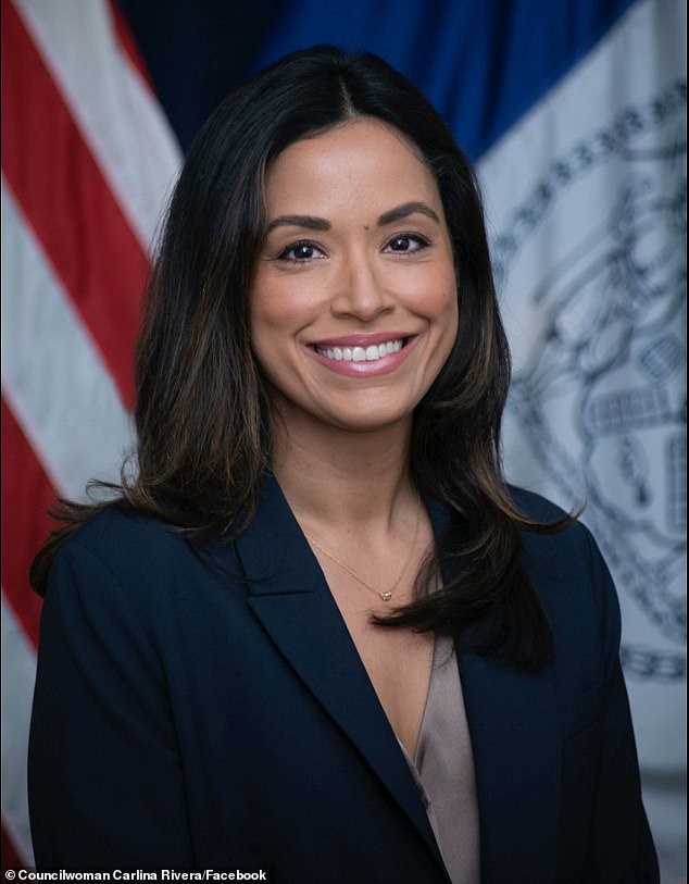 New York City Councilwoman Carlina Rivera, whose office led the lawsuit by asking Ladder Company 11 to remove the thin red line flag from its truck.