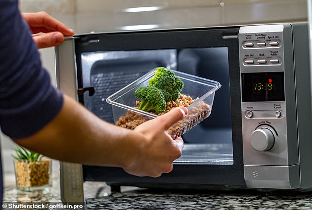 Removing the packaging from microwavable meals or packaged microwave vegetables and instead cooking foods in glass or ceramic cookware could help reduce the risk of microplastics.