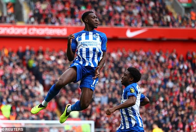 Danny Welbeck surprised Anfield with a goal in the first two minutes for Brighton