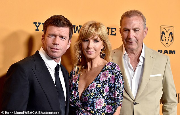 Sheridan and Costner photographed with their Yellowstone co-star Kelly Reilly in 2018