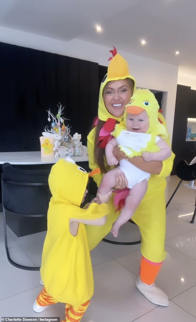 The reality star, 31, dressed in matching costumes with her children and danced around the kitchen together.