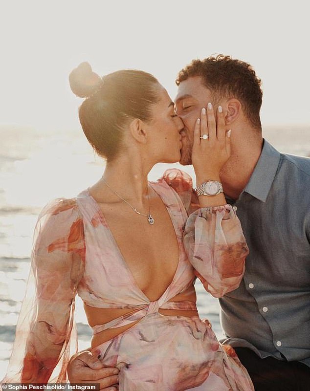 The pregnancy announcement came after the couple got engaged the previous year and shared a gallery of images of the romantic proposal on a beach in Mykonos, Greece.
