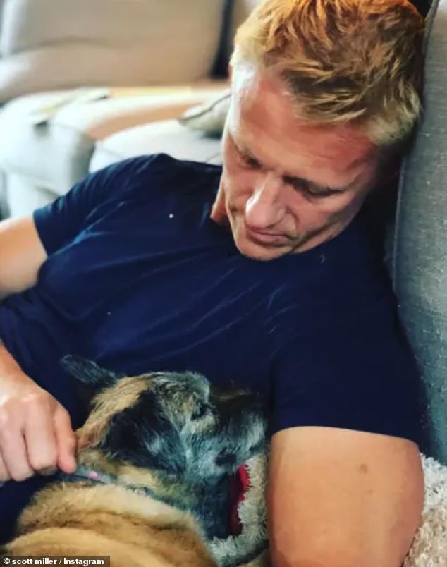The Australian wiped away tears as he revealed he remembered his beloved pet (pictured) who spent 15 years by his side before passing away in 2020, while editing his final YouTube video.