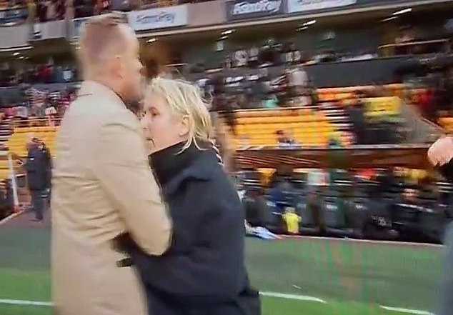 Emma Hayes appears to push Jonas Eidevall after Arsenal's Conti Cup victory over Chelsea