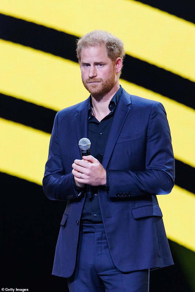 Prince Harry, Duke of Sussex, speaks on stage during the Invictus Games closing ceremony