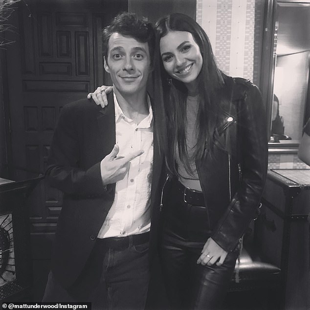 The Nickelodeon actor, 33, appears in the photo with another of the network's stars, Victoria Justice, who had her own show 'Victorious'