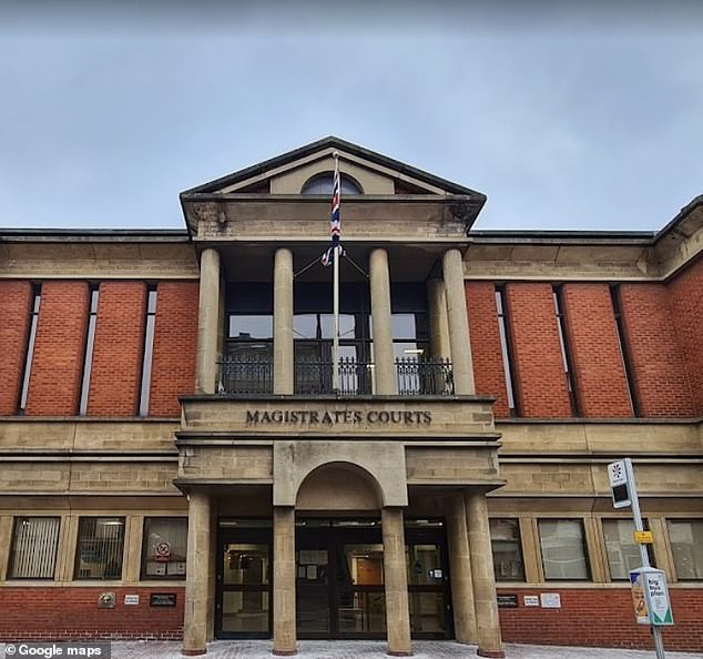 Schlossar pleaded guilty to harassment and breaching a restraining order in November 2022 at Leicester Magistrates' Court (pictured) and was sentenced to 12 weeks for breach and 23 weeks for harassment, to run concurrently.