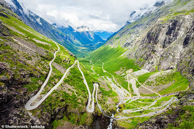 The French driver was arrested 25 times for speeding.  The image shows the Trollstigen mountain road in the municipality of Rauma in Norway