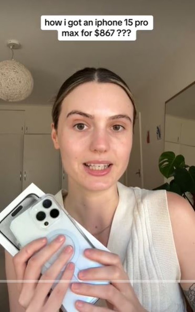JB Hi-Fi shopper Ally Kilpatrick (pictured) revealed how she scored a huge discount on the new iPhone.  The regular retail price of the iPhone 15 pro max with 256GB is normally $2,199, but Ally purchased it for $867, meaning the buyer saved a whopping $1,332.