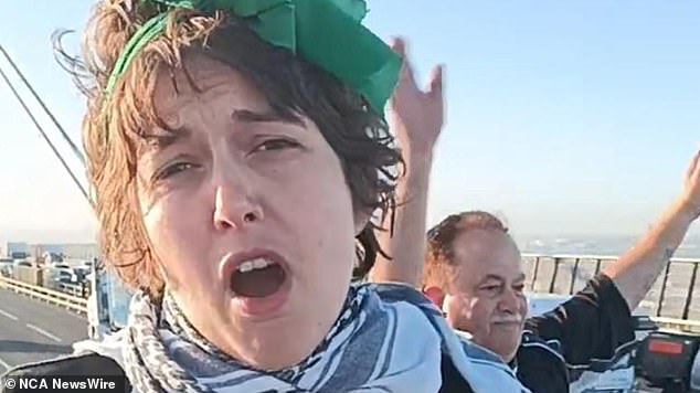 Deanna Coco livestreamed part of the protest as members of Extinction Rebellion blocked the Westgate Bridge