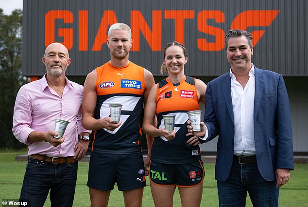 GWS Giants will no longer sell disposable plastic draft beer cups at home games this season (pictured, newly introduced lightweight aluminum cups)