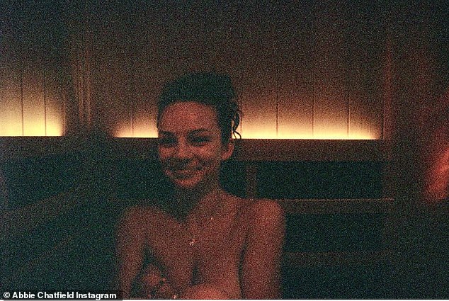Abbie Chatfield showed off her incredible figure as she went topless while relaxing in a sauna in a new Instagram post
