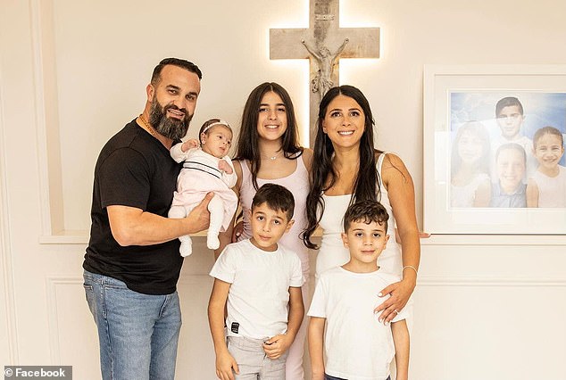 Danny Abdallah (above with his family in 2022) successfully sued the driver who killed three of his children