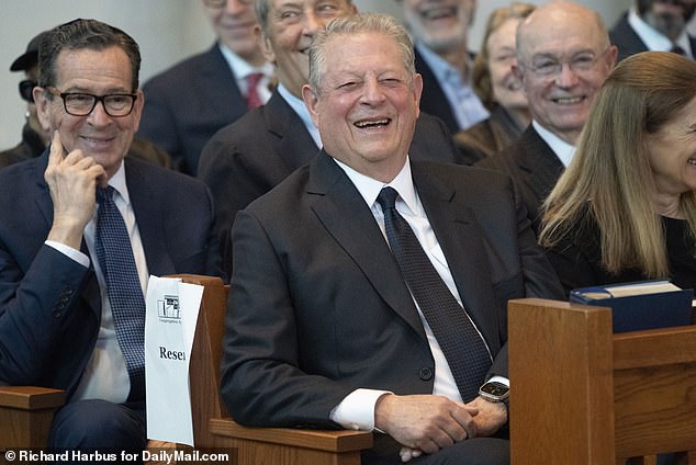 Gore, who keeps a low profile, delivered a eulogy for Joe Lieberman
