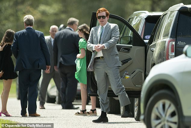 Buster Murdaugh was seen arriving in Hampton, South Carolina, for his paternal grandmother's funeral on Tuesday morning, exclusive photos from DailyMail.com show.