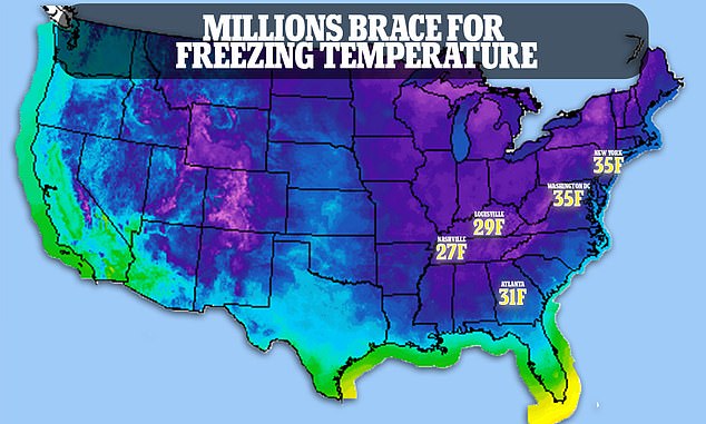 Millions of Americans have enjoyed weeks of spring-like warmth only to find themselves bracing for sub-freezing temperatures, with some areas experiencing a swing of 20 degrees