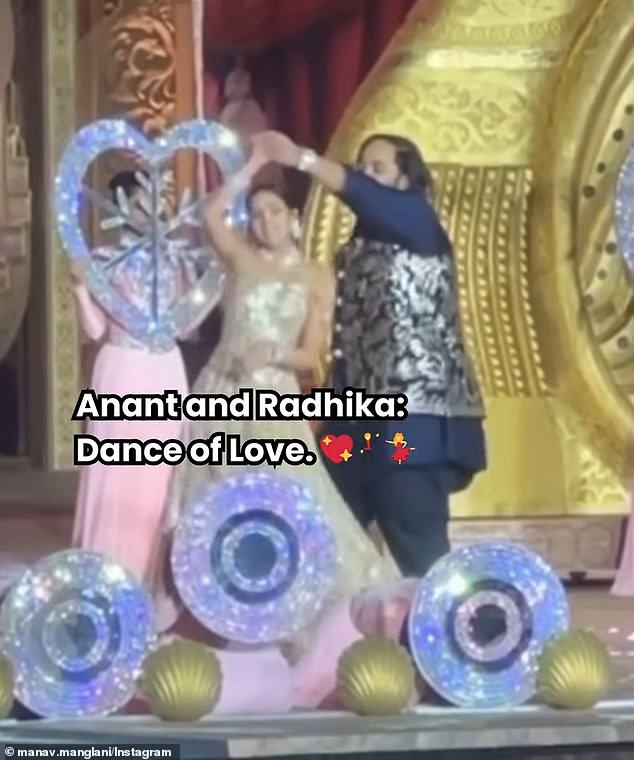 The video of Anant Ambani and his future wife Radhika Merchant's opulent celebrations shows the happy couple dancing during the pre-wedding celebrations.