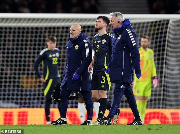 Andy Robertson went off and was seen holding his ankle in pain as Scotland faced Northern Ireland.