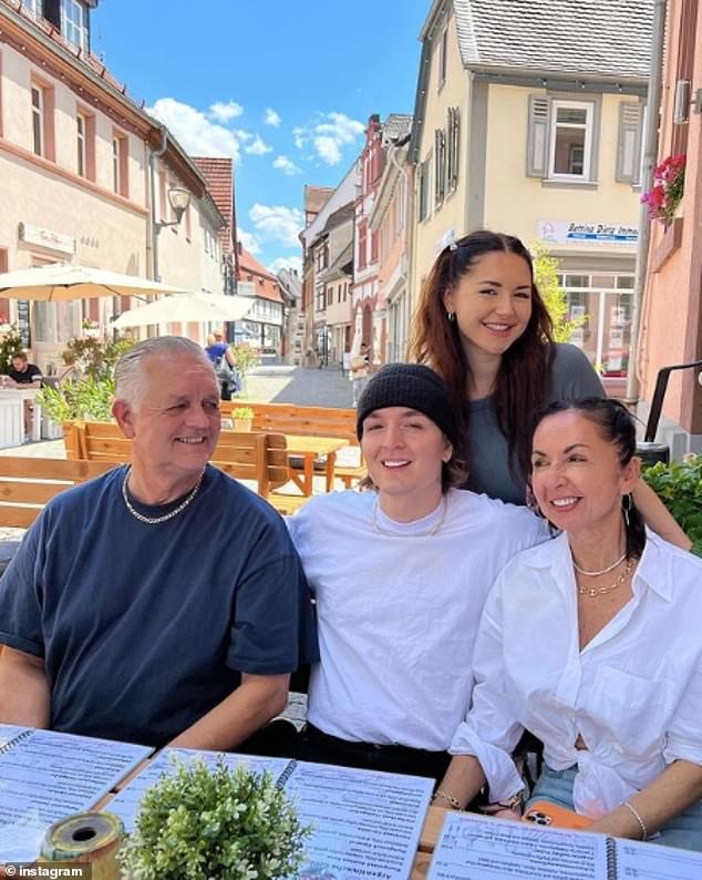 Anna's racy photo comes after she shared a series of photos from her family holiday, quelling rumors about her father's well-being and alleged lack of support. (In the photo: Anna with her father Hans, her brother Atis and her mother)