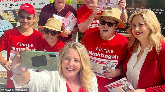 The former prime minister made a rare public appearance at the polls on Saturday afternoon with Labor candidate Margie Nightingale, saying the day was about 'new beginnings'